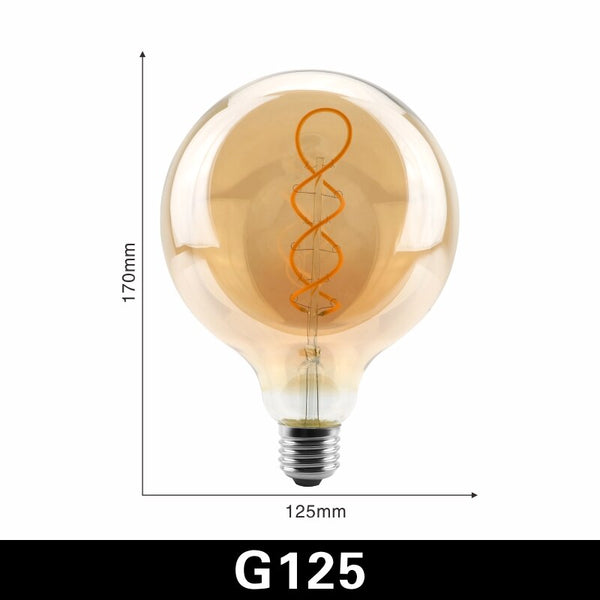 G125 / E27 - LATTUSO Retro Edison Bulb E27 220V 4W Soft Spiral LED Filament bulb G80 G95 G125 Ampoule Vintage Lamp