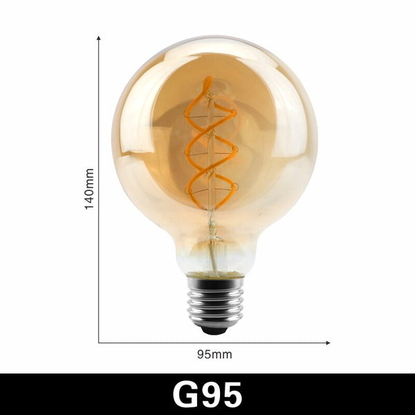 G95 / E27 - LATTUSO Retro Edison Bulb E27 220V 4W Soft Spiral LED Filament bulb G80 G95 G125 Ampoule Vintage Lamp