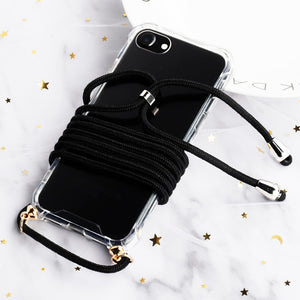 Strap Cord Chain Phone Case for iPhone 7 8 6 6S Plus XR XS Max X Tape Necklace Lanyard Mobile Carry Cover Case Hang For iPhone