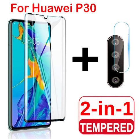 [variant_title] - 2 in 1 Screen Protector Full Protective Glass For Huawei P30 lite Pro Back Camera Lens film Tempered Glass On Huawei P30 Lite