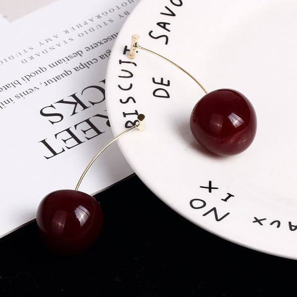 [variant_title] - New European and American Fruit Fashion Long Ear Nail Temperament Cherry Cherry Earrings Lady Earrings (ED568)