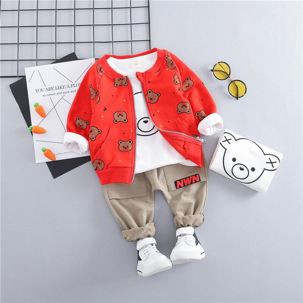 Red / 12M - HYLKIDHUOSE 2019 Toddler Infant Clothes Suits Baby Boys Girls Clothing Sets Coats T Shirt Pants Children Kids Casual Coatume