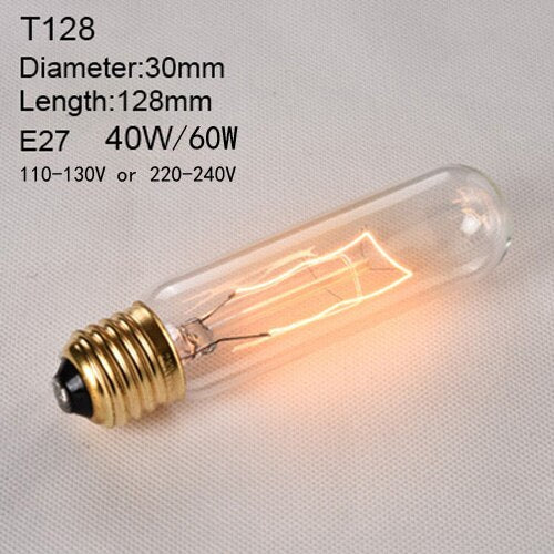 T128 / 110 to 130V 40W - Edison Incandescent Light Bulbs E27 Lamp Holder 110V/240V 2300K Vintage Decoration Warm Lights 40W-60W