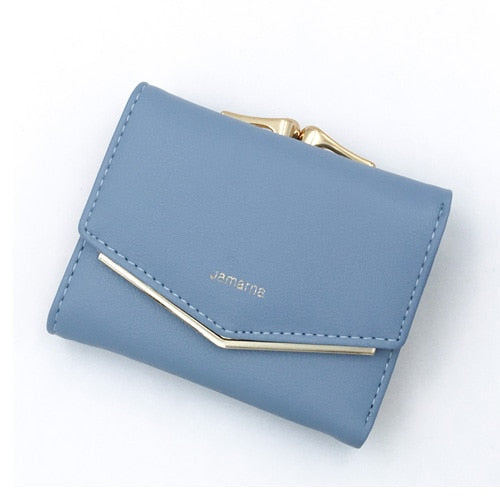 Blue - Jamarna Wallet Female PU Leather Women Wallets Hasp Coin Purse Wallet Female Vintage Fashion Women Wallet Small Card Holder Red