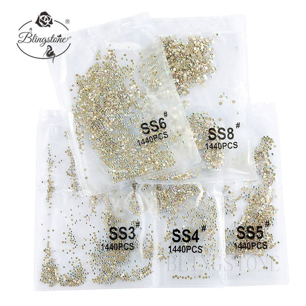 [variant_title] - SS3-SS8 1440pcs Super Glitter Flatback Multicolor Non HotFix Rhinestones For Nail Art Decoration Shoes And Dancing Decoration