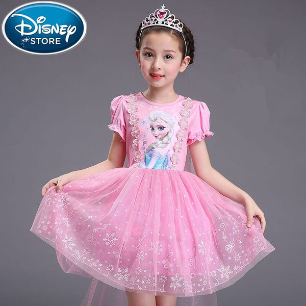 [variant_title] - Disney Frozen dress girls waist cultivate morality show thin princess infant christmas cinderella dress rapunzel moana infants