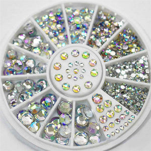 [variant_title] - DIY Nail Art Wheel Tips Crystal Glitter Rhinestone 3D Nail Art Decoration white AB Color Acrylic Diamond Drill