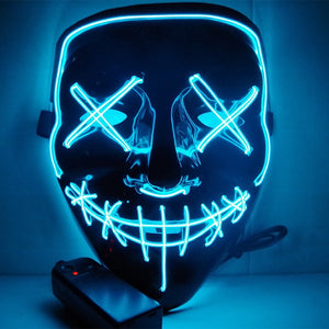 Ice blue - Led Mask Halloween Party Masque Masquerade Masks Neon Maske Light Glow In The Dark Mascara Horror Maska Glowing Masker Purge