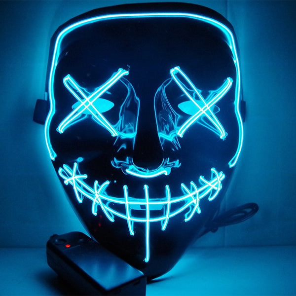 Ice blue - Led Mask Halloween Party Masque Masquerade Masks Neon Maske Light Glow In The Dark Mascara Horror Maska Glowing Masker Purge