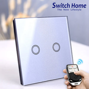 [variant_title] - EU/UK Standard Touch Switch, Wall Light Touch Screen Switch, wireless Remote control Wall touch switch , 2 gang gray AC130~250V