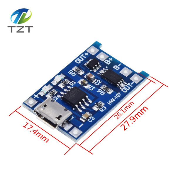 [variant_title] - TZT type-c / Micro USB 5V 1A 18650 TP4056 Lithium Battery Charger Module Charging Board With Protection Dual Functions 1A Li-ion
