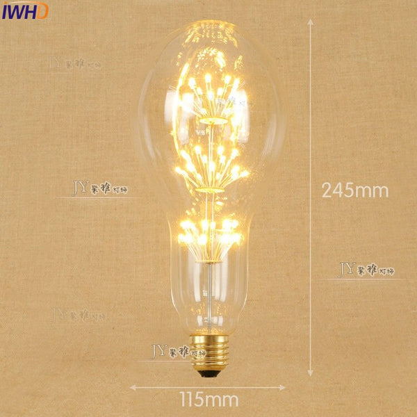 1-200002984 - IWHD Star E27 220V 3W LED Bombillas Vintage Bulb Light Lampada Edison Retro Lamp Decorative St64 G95 G80 St58 T10 T185 T30