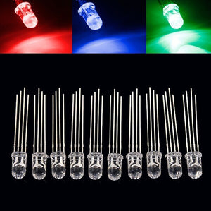 Default Title - 50PCS 5mm full-color LED RGB red/green/blue Common Cathode/Anode Four feet transparent highlight color light 5mm diode colorful