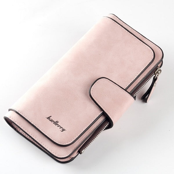 light pink - 2019 New Brand Leather Women Wallet High Quality Design Hasp Card Bags Long Female Purse 6 Colors Ladies Clutch Wallet