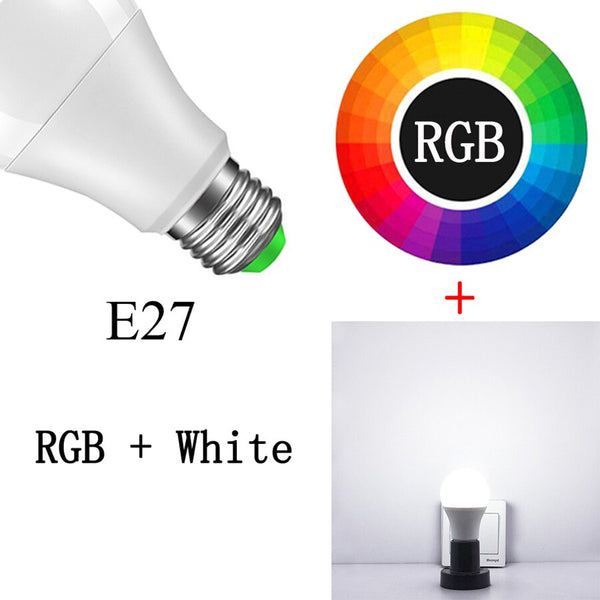 E27 RGBW / 15w - Smart Bulb E27 B22 LED Wireless Bluetooth4.0 Dimmable 15W RGB Bulb Google Home APP Control Multicolored Changing Night Light