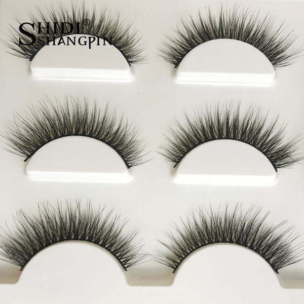 [variant_title] - New 3 pairs natural false eyelashes fake lashes long makeup 3d mink lashes extension eyelash mink eyelashes for beauty #X11