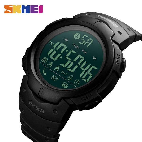 Black - SKMEI Fashion Smart Watch Men Calorie Alarm Clock Bluetooth Watches 5Bar Waterproof Smart Digital Watch Relogio Masculino 1301