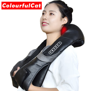 [variant_title] - Electric Neck Roller Massager for Back Pain Shiatsu Infrared lamp Massage Pillow  Gua Sha Products Body Health Care Relaxation