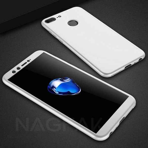 Silver / Honor 7A 5.7inch - Luxury 360 Full Cover Phone Case on the For Huawei Honor 9 9 Lite 8X Max 7A 7C Pro Tempered glass Protective Cover 7A 9Lite Case