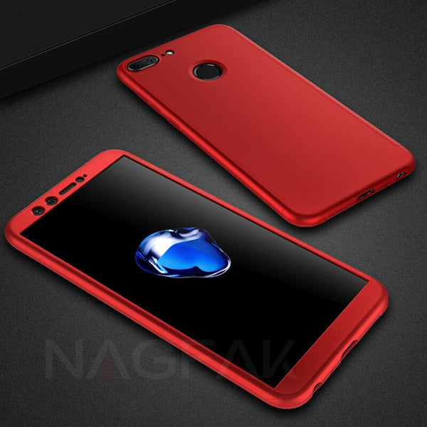 Red / Honor 7A 5.7inch - Luxury 360 Full Cover Phone Case on the For Huawei Honor 9 9 Lite 8X Max 7A 7C Pro Tempered glass Protective Cover 7A 9Lite Case