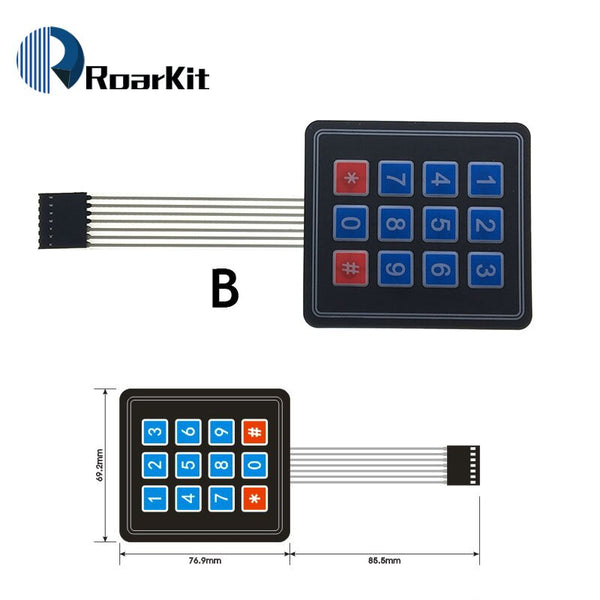 B - 1*2 3 4 5 Key Button Membrane Switch 3*4 4X5 Matrix Array Keyboard 1X6 Keypad with LED Control Panel Pad DIY Kit For Arduino