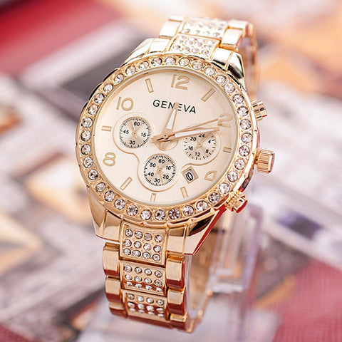 [variant_title] - Watches Women Fashion Luxury Brand Wristwatches Relogio Feminino  Ladies Gold Steel Quartz Watch Geneva Casual Crystal Rhineston