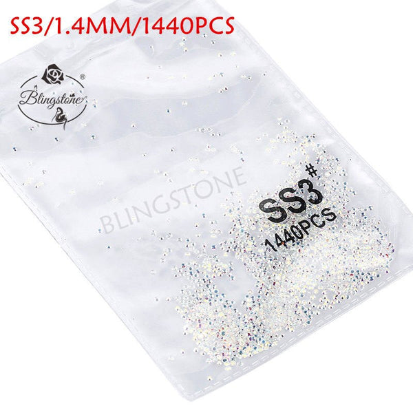 Clear AB ss3 1440pcs - SS3-SS8 1440pcs Super Glitter Flatback Multicolor Non HotFix Rhinestones For Nail Art Decoration Shoes And Dancing Decoration