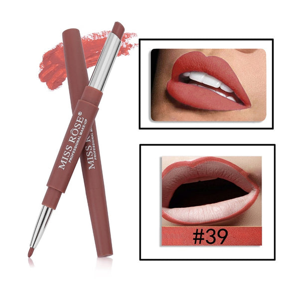 39 - 14 Color Double-end Lip Makeup Lipstick Pencil Waterproof Long Lasting Tint Sexy Red Lip Stick Beauty Matte Liner Pen Lipstick