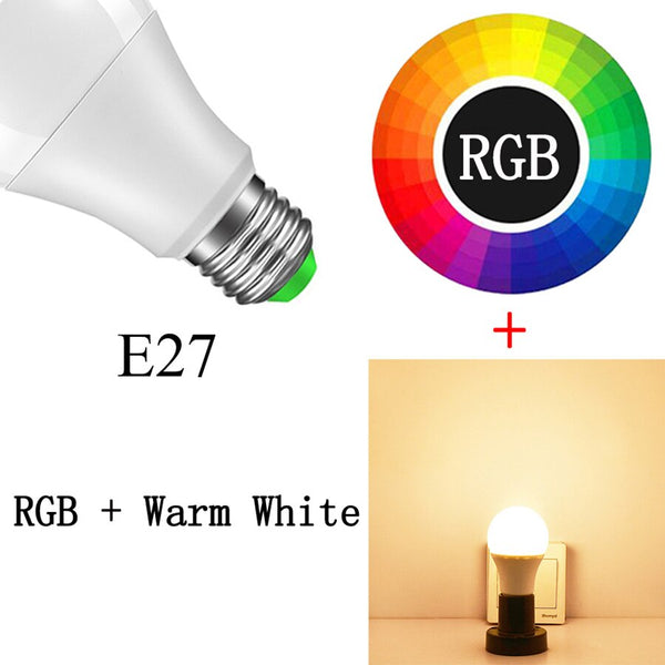 E27 RGBWW / 15w - Smart Bulb E27 B22 LED Wireless Bluetooth4.0 Dimmable 15W RGB Bulb Google Home APP Control Multicolored Changing Night Light