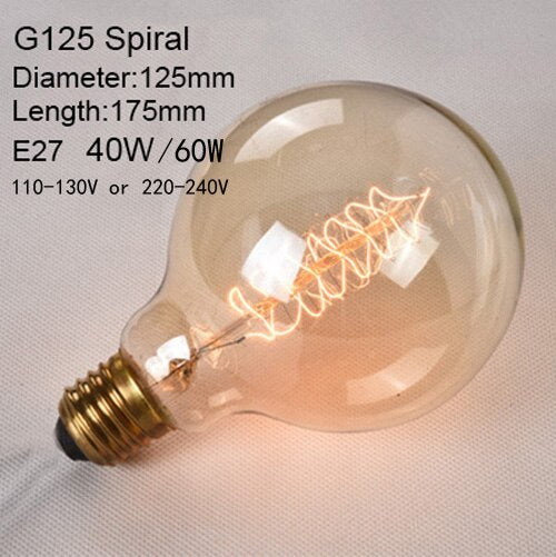 G125 Spiral / 110 to 130V 40W - Edison Incandescent Light Bulbs E27 Lamp Holder 110V/240V 2300K Vintage Decoration Warm Lights 40W-60W