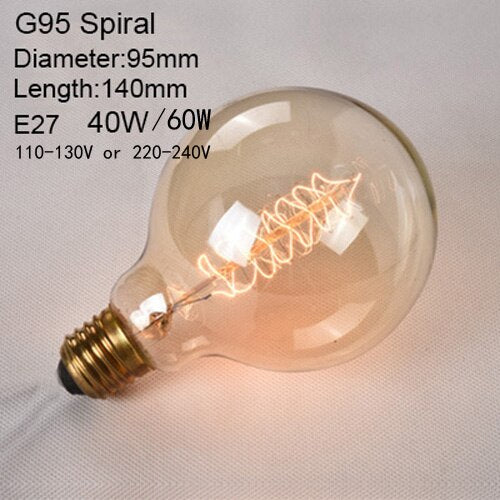 G95 Spiral / 110 to 130V 40W - Edison Incandescent Light Bulbs E27 Lamp Holder 110V/240V 2300K Vintage Decoration Warm Lights 40W-60W