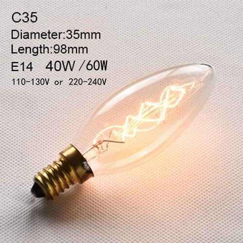 C35 / 110 to 130V 40W - Edison Incandescent Light Bulbs E27 Lamp Holder 110V/240V 2300K Vintage Decoration Warm Lights 40W-60W