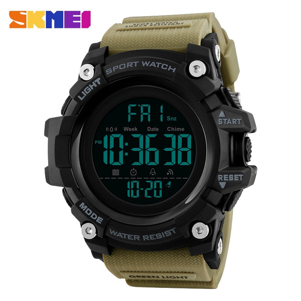 Khaki Watch - SKMEI Outdoor Sport Smart Watch Men Bluetooth Multifunction Fitness Watches 5Bar Waterproof Digital Watch reloj hombre 1227/1384