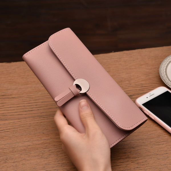 PINK - 2018 Fashion Long Women Wallets High Quality PU Leather Women's Purse and Wallet Design Lady Party Clutch Female Card Holder