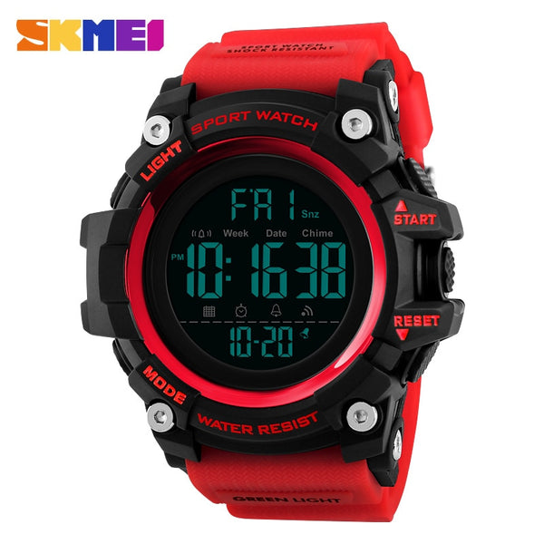 Red Watch - SKMEI Outdoor Sport Smart Watch Men Bluetooth Multifunction Fitness Watches 5Bar Waterproof Digital Watch reloj hombre 1227/1384