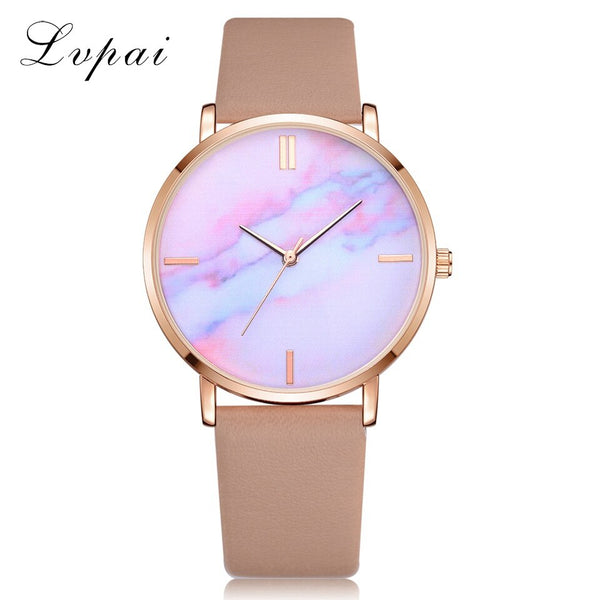 Ivory - 2018 Lvpai Brand Women Watches Luxury Leather Strip Marble Dial Dress Wristwatch Ladies Gift Quartz Clock Relogio feminino