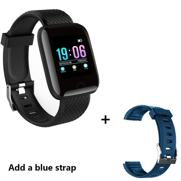 Add a blue strap - Smart Watch Men Blood Pressure Waterproof Smartwatch Women Heart Rate Monitor Fitness Tracker Watch GPS Sport For Android IOS