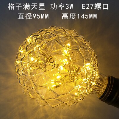 1-100013777 - IWHD Star E27 220V 3W LED Bombillas Vintage Bulb Light Lampada Edison Retro Lamp Decorative St64 G95 G80 St58 T10 T185 T30