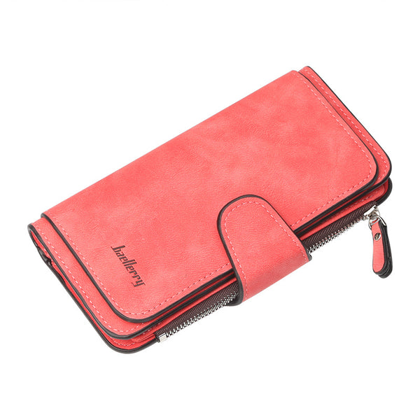 Light Red - Fashion Women Wallets Long Wallet Female Purse Pu Leather Wallets Big Capacity Ladies Coin Purses Phone Clutch WWS046-1