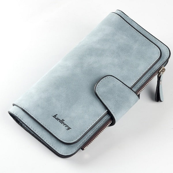 light blue - 2019 New Brand Leather Women Wallet High Quality Design Hasp Card Bags Long Female Purse 6 Colors Ladies Clutch Wallet
