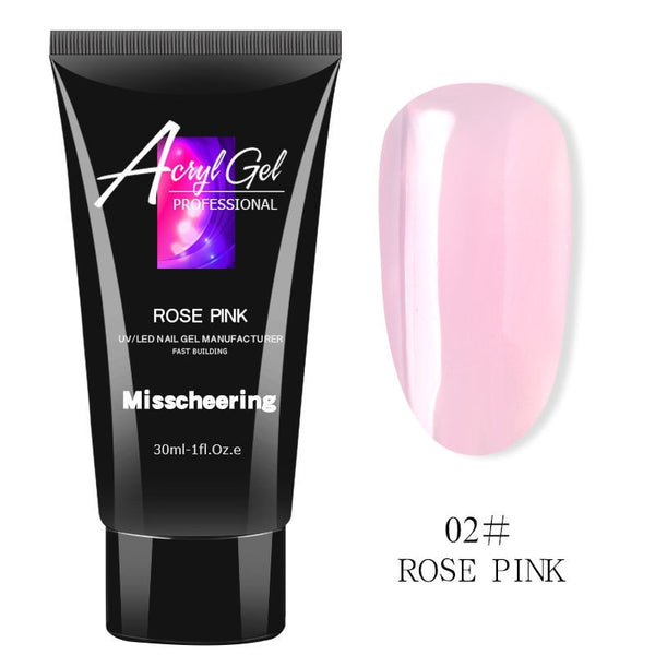 02rose pink - 30ml Crystal Extend UV Nail Gel Extension Builder Led polyGel Nail Art Gel Lacquer Jelly Acrylic Builder UV Nail Poly Gel