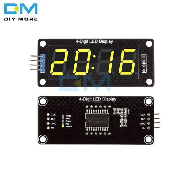 YELLOW - TM1637 4-Digit LED 0.56 Inch Display Tube 7 Segments Blue Yellow White Green Red Clock Double Dots Module For Arduino Board