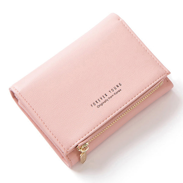 Pink - WEICHEN New Trifold Ladies Wallet With Zipper Coin Bag Card Holder Brand Designer Green Women Wallets Fashion Female Short Purse