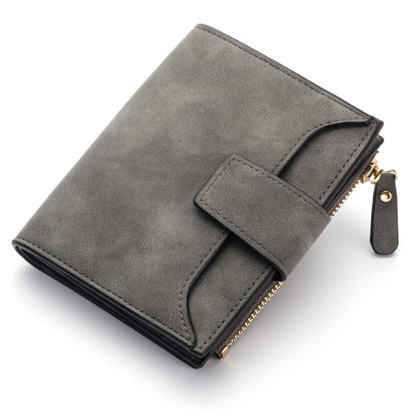 Dark grey - New Leather Women Wallet Hasp Small and Slim Coin Pocket Purse Women Wallets Cards Holders Luxury Brand Wallets Designer Purse