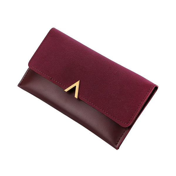 WineRed - 2019 Leather Women Wallets Hasp Lady Moneybags Zipper Coin Purse Woman Envelope Wallet Money Cards ID Holder Bags Purses Pocket