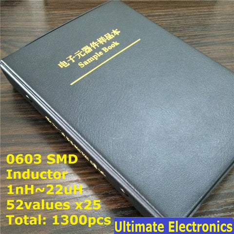 Default Title - 0603 SMD SMT Chip Inductor Assorted Kit 1nH~22uH 52Valuesx25 Sample Book 1300pcs