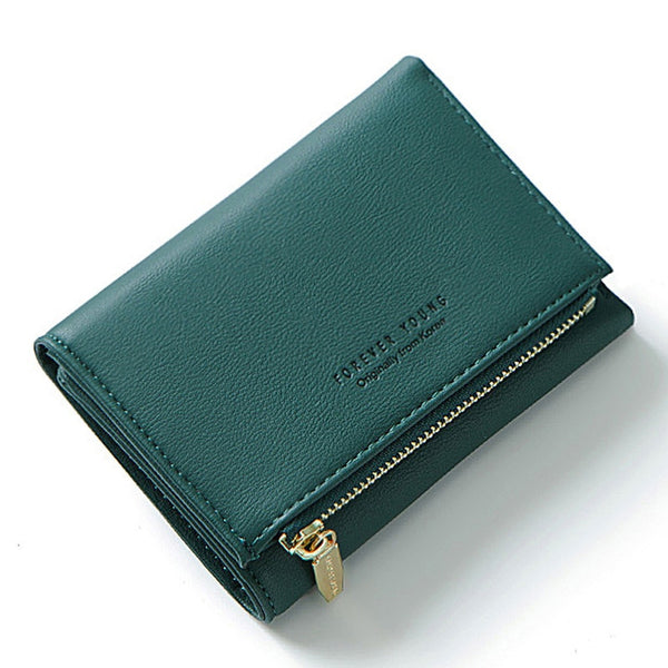 Green - WEICHEN New Trifold Ladies Wallet With Zipper Coin Bag Card Holder Brand Designer Green Women Wallets Fashion Female Short Purse
