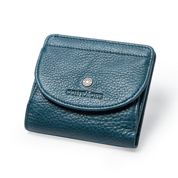 Blue - Genuine Leather Women Wallet Fashion Coin Purse For Girls Female Small Portomonee Lady Perse Money Bag Card Holder Mini Clutch
