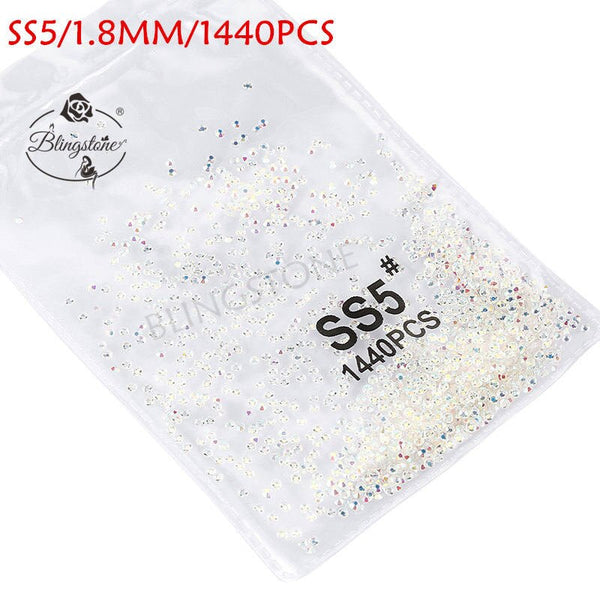 Clear AB ss5 1440pcs - SS3-SS8 1440pcs Super Glitter Flatback Multicolor Non HotFix Rhinestones For Nail Art Decoration Shoes And Dancing Decoration