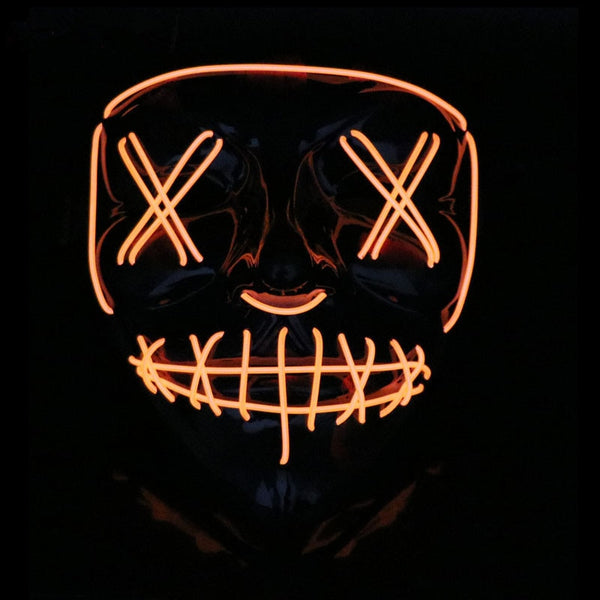 Orange - Led Mask Halloween Party Masque Masquerade Masks Neon Maske Light Glow In The Dark Mascara Horror Maska Glowing Masker Purge